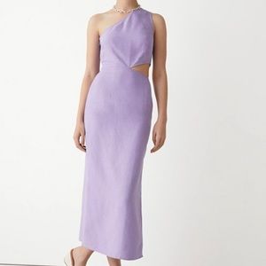 & Other Stories One-Shoulder Midi Linen Dress - Purple - Sz 6